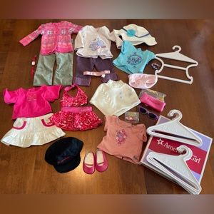 American Girl clothes and accessories, 12 original hangers.  Great condition.